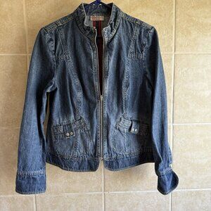 i.e. relaxed Denim Jacket Women's Size L Blue Acid Washed Snap Pockets